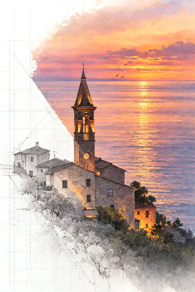 tramonto sul mare cupra marittima
